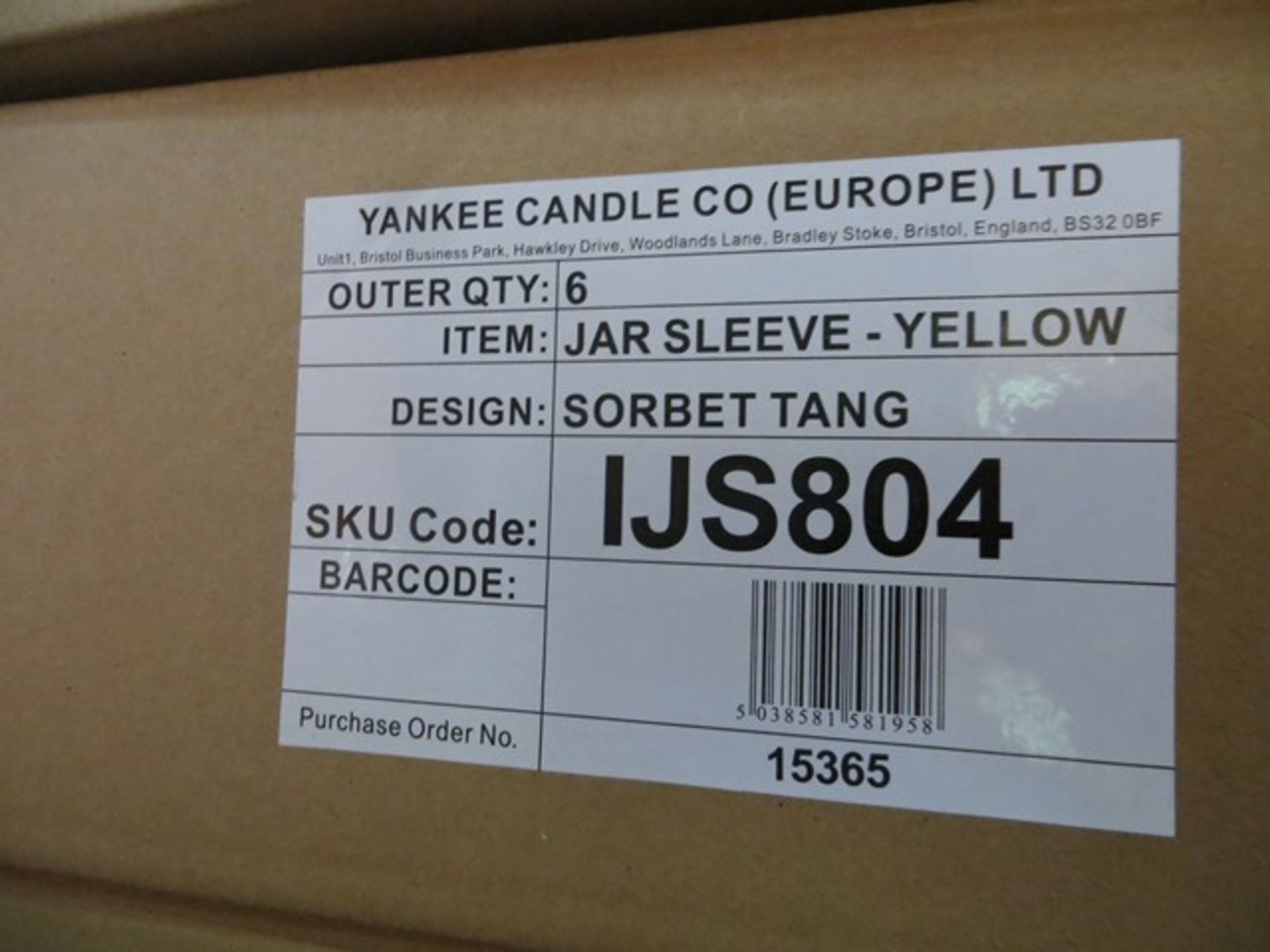 Sixty Six Boxes 6 per box (396 units) Yankee Glass Candle Jar Sleeves design Sorbet Tang IJS804 ' - Image 3 of 3