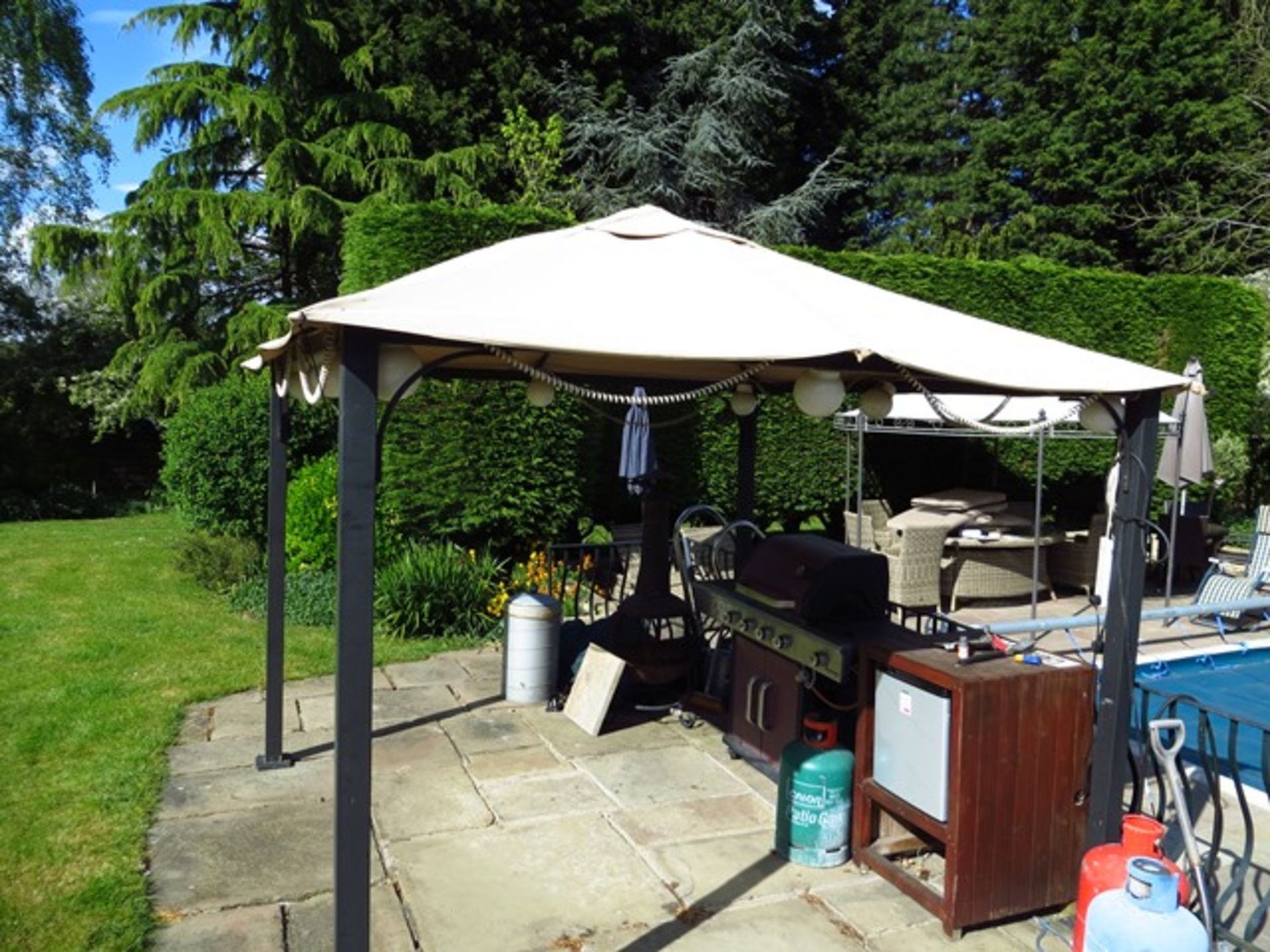 Gazebo 9' x 9' Square c/w outside lightsPlease note: This lot, for VAT purposes, is sold under the - Image 2 of 3