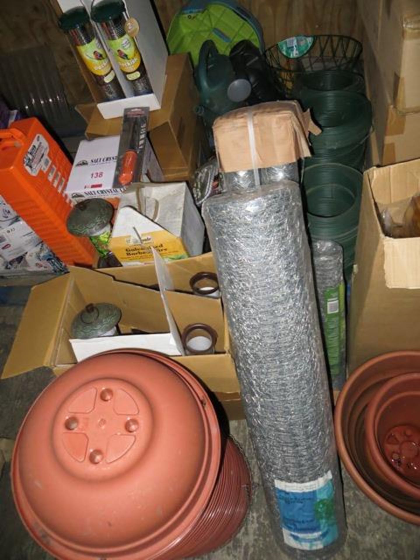 Quantity of Gardening Equipment to include Plant Pots, Hanging Baskets, Chicken Wire, Fence Wire,