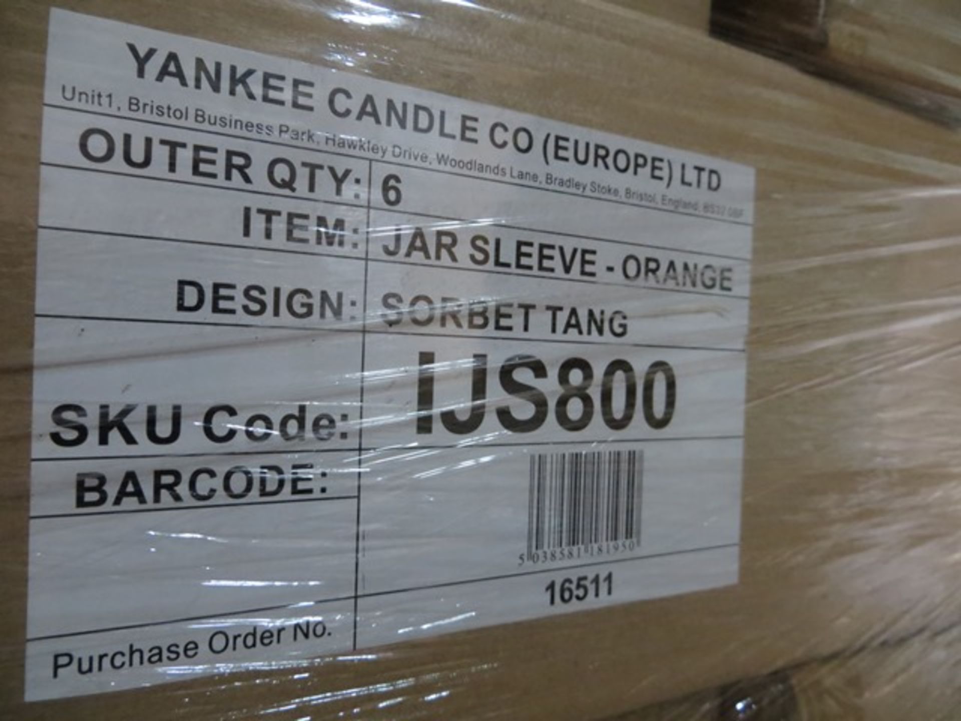 Thirty Three 6 per box (198 units) Yankee Glass Candle Jar Sleeves design Sorbet Tang IJS800 ' - Image 3 of 3