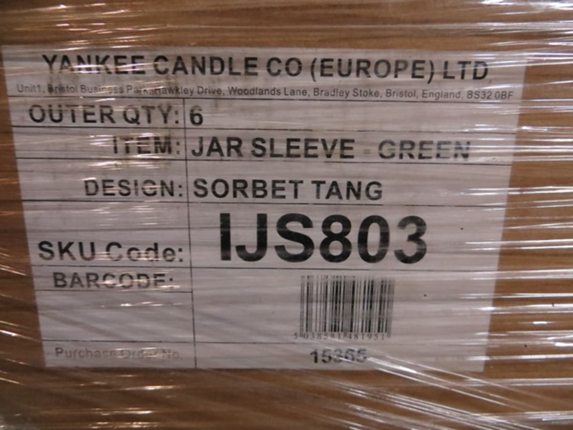 Sixty Six Boxes 6 per box (396 units) Yankee Glass Candle Jar Sleeves design Sorbet Tang IJS803 ' - Image 3 of 3