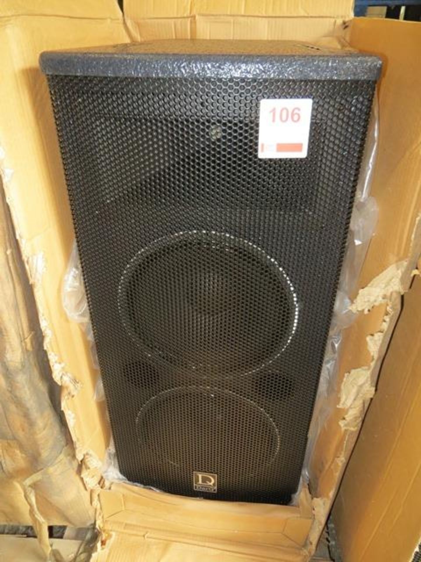 Pair of DARQ PS212-1A 12" Loudspeakers (Boxed)Please note: This lot, for VAT purposes, is sold under