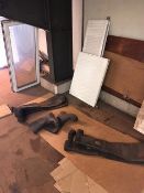 Three pairs of black rubber boots, UPVC window and two radiators (as lotted)