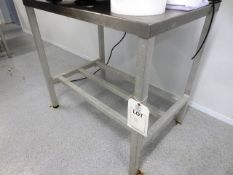 Stainless steel prep table with upstand, approx 36 x 24" (please note: excludes all contents) (
