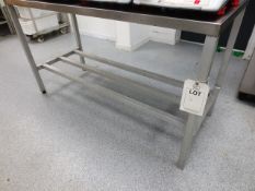 Stainless steel prep table with upstand, approx 1500 x 600mm (please note: excludes all contents)