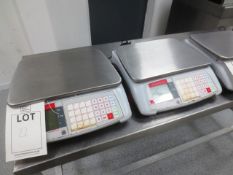 Two Ohaus Aviator 5000 bench top digital weigh scales, serial nos: B631835963 and B631835967, please