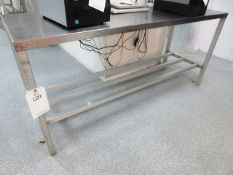 Stainless steel prep table with upstand, approx 72 x 24" (please note: excludes all contents) (