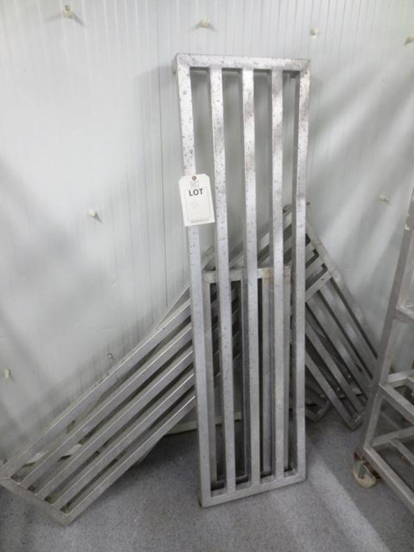 Assorted stainless steel rack shelving pieces, as lotted