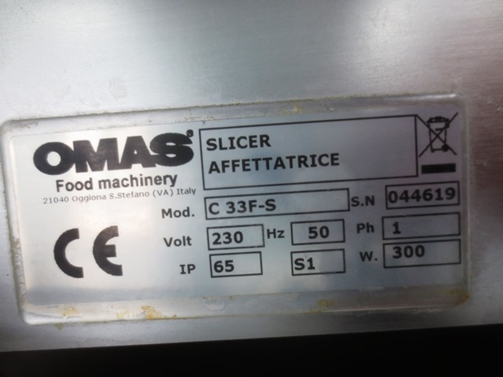 Omas aluminium slicer, model CB3F-S, serial no: 044619, 240v (Please note: This lot is subject to - Bild 3 aus 3