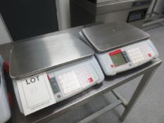 Two Ohaus Aviator 5000 bench top digital weigh scales, serial nos: B631835945 and B631835983