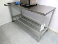 Stainless steel prep table with upstand, approx 60 x 24" (please note: excludes all contents)