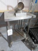 Stainless steel mobile twin shelf table, approx 900 x 900