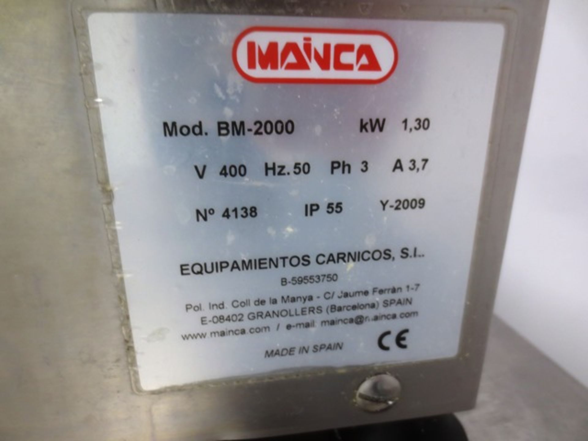 Mainca stainless steel bench top vertical band saw, model BM-2000, serial no: 4138 (2009), 3 - Image 3 of 3