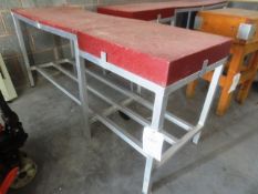 Nylon topped prep table, with cutting board, approx 72 x 24"