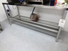 Stainless steel prep table with upstand, approx 72 x 24" (please note: excludes all contents) (