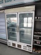 Polar Refridgeration glass double door refridgerator display unit, model GH507, serial no: