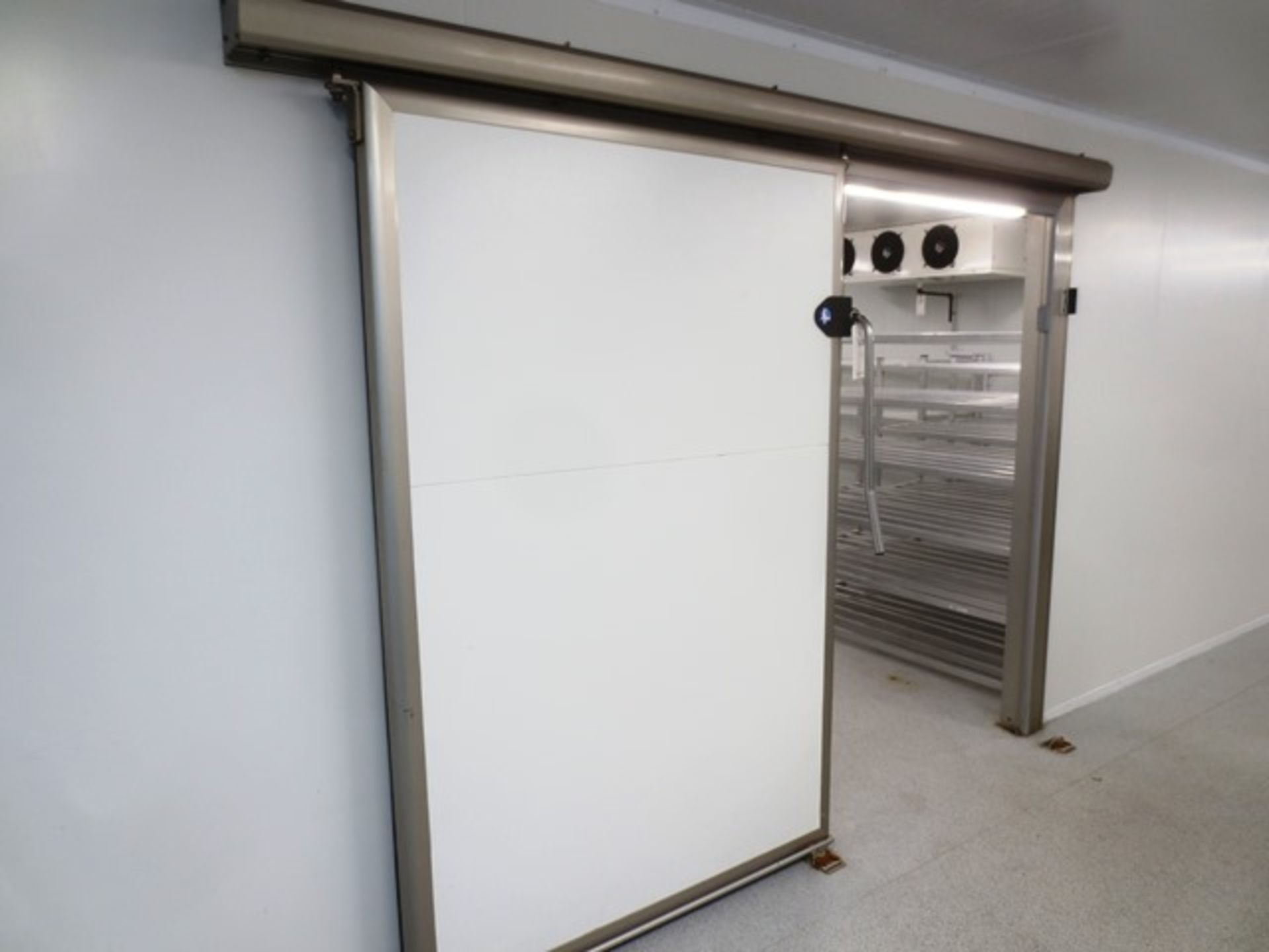 Insulated sliding chiller door, with rails, approx 2100 x 1400mm