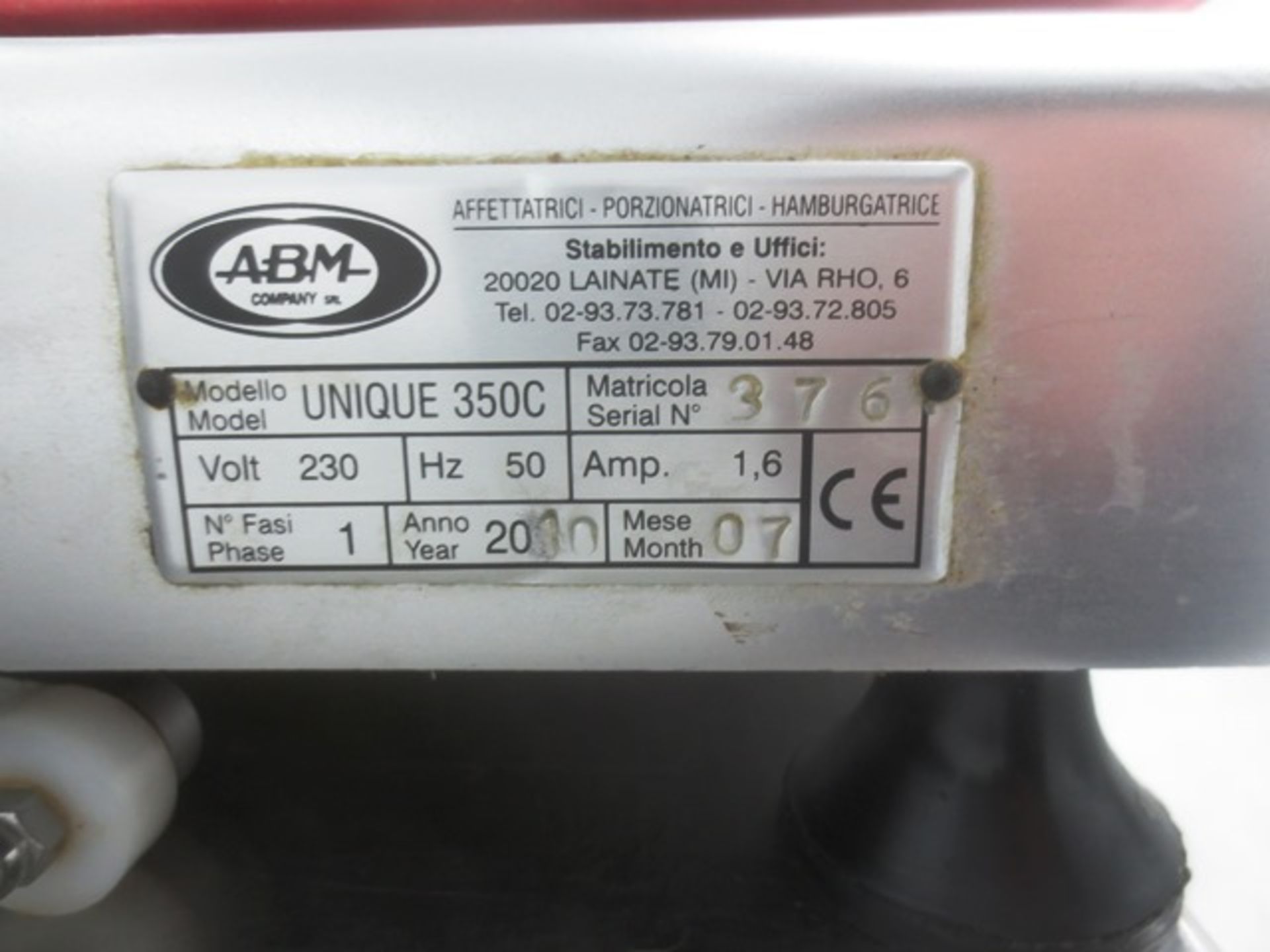 ABM Unique 350C aluminium slicer, serial no: 376 (2000), 240v, with safety lock - Bild 4 aus 4