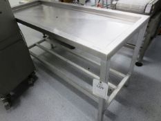 Stainless steel draining table, with upstand, approx 60 x 24" (please note: excludes all contents)