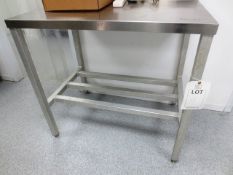 Stainless steel prep table with upstand, approx 36 x 24" (please note: excludes all contents)