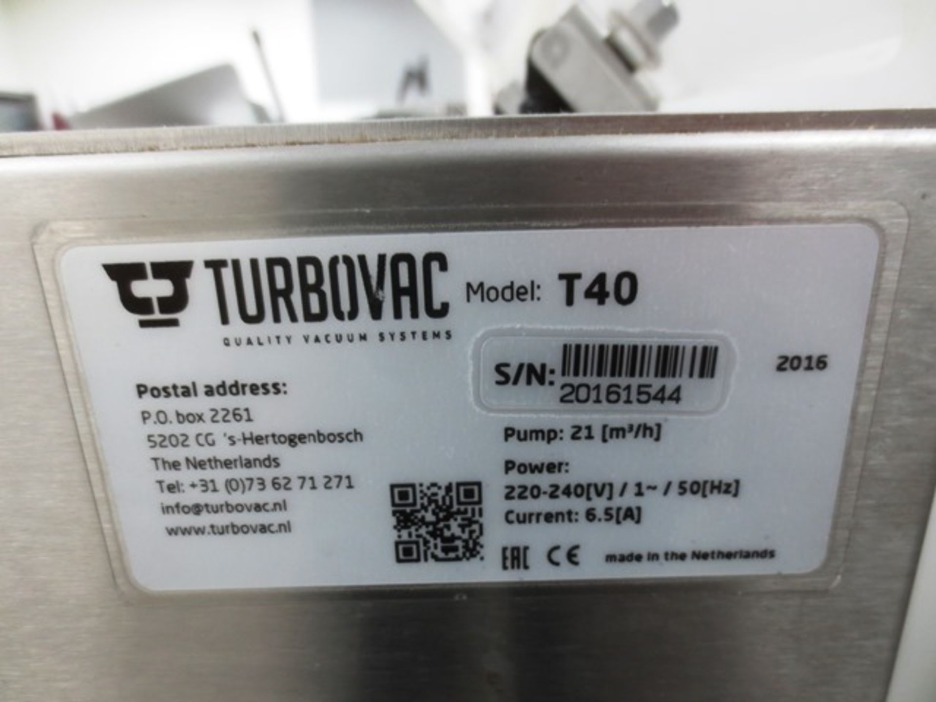 Turbovac T40 stainless steel vacuum packer, serial no: 20161544 (2016), 240v (Please note: This - Bild 3 aus 3