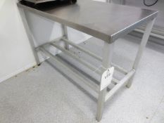 Stainless steel prep table with upstand, approx 48 x 24" (please note: excludes all contents) (