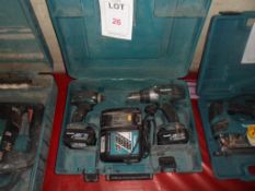 Makita 18v cordless drill set, models DTD146 and DHP458