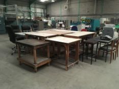 Quantity of workbenches and chairs, as lotted ** Lot located at Bradwood Works, Manchester Road,