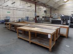 Quantity of various sized workbenches, as lotted ** Lot located at Boundary Mill, Gertrude Street,