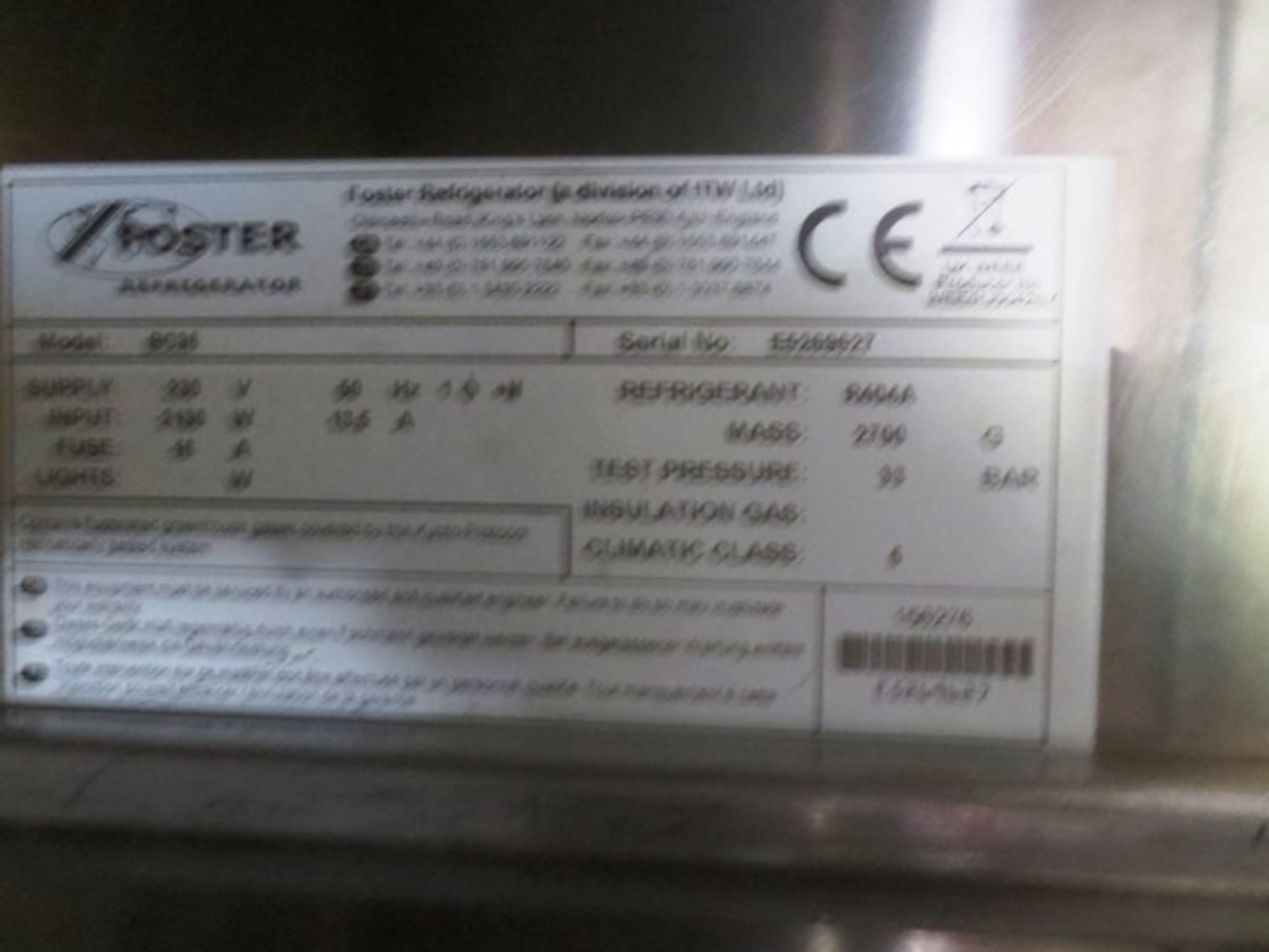 Foster stainless steel blast freezer, model BC36, serial no: ES269627, 240v, with digital display - Image 3 of 5