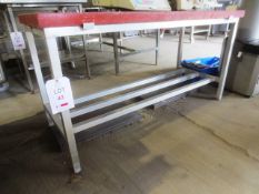 Stainless steel framed nylon topped cutting table, approx 1500 x 600mm (please note: rear legs