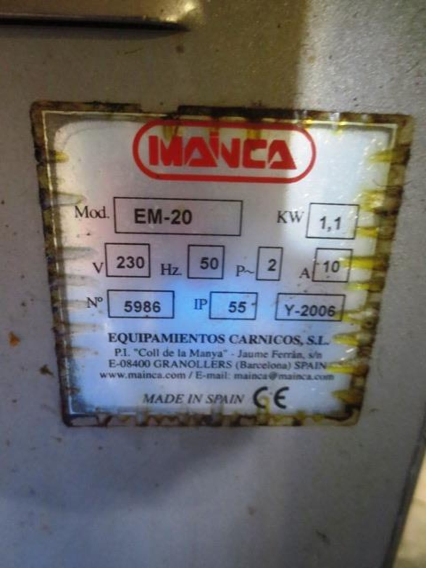 Mainca EM-20 stainless steel hydraulic sausage filler, serial no: 5986 (2006), 240v - Image 2 of 4