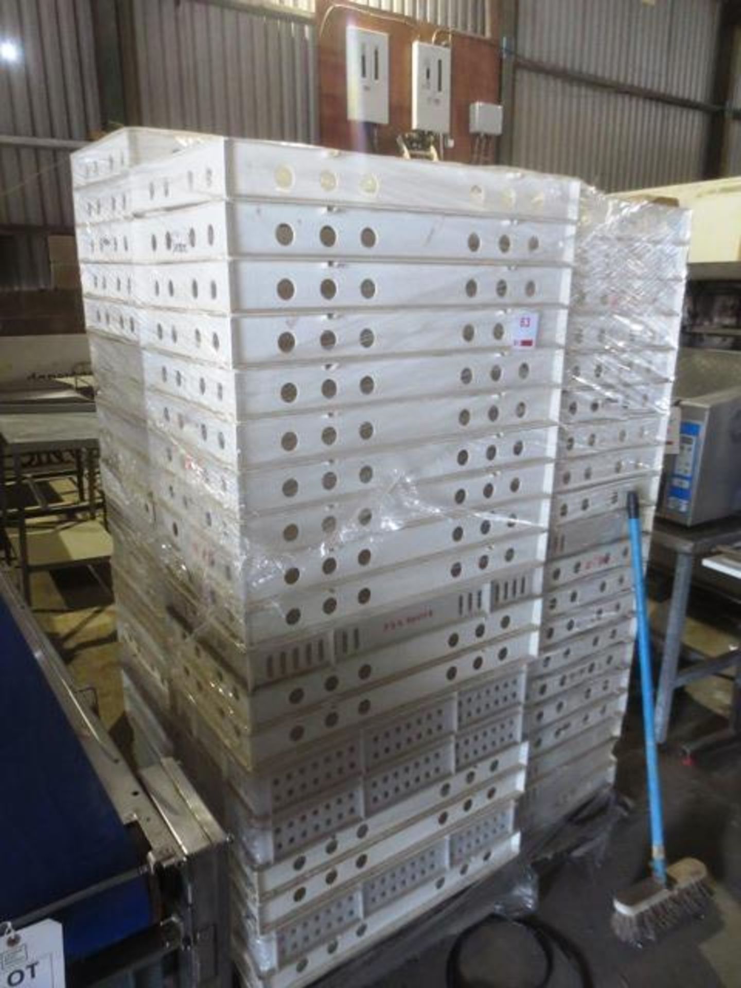 Pallet and contents to include assorted plastic trays