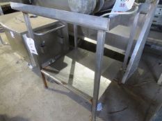 Stainless steel twin shelf table, approx 820 x 700mm (please note: excludes all contents)