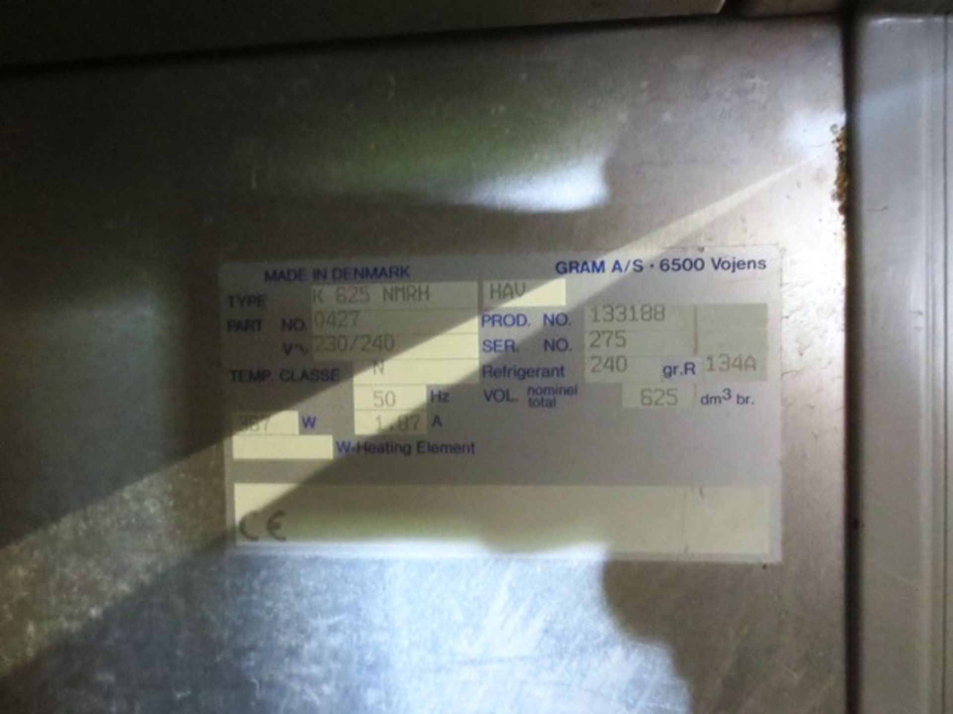 Gram stainless steel refridgerator, model K625 NMRH HAV, serial no: 275, 240v - Image 4 of 4