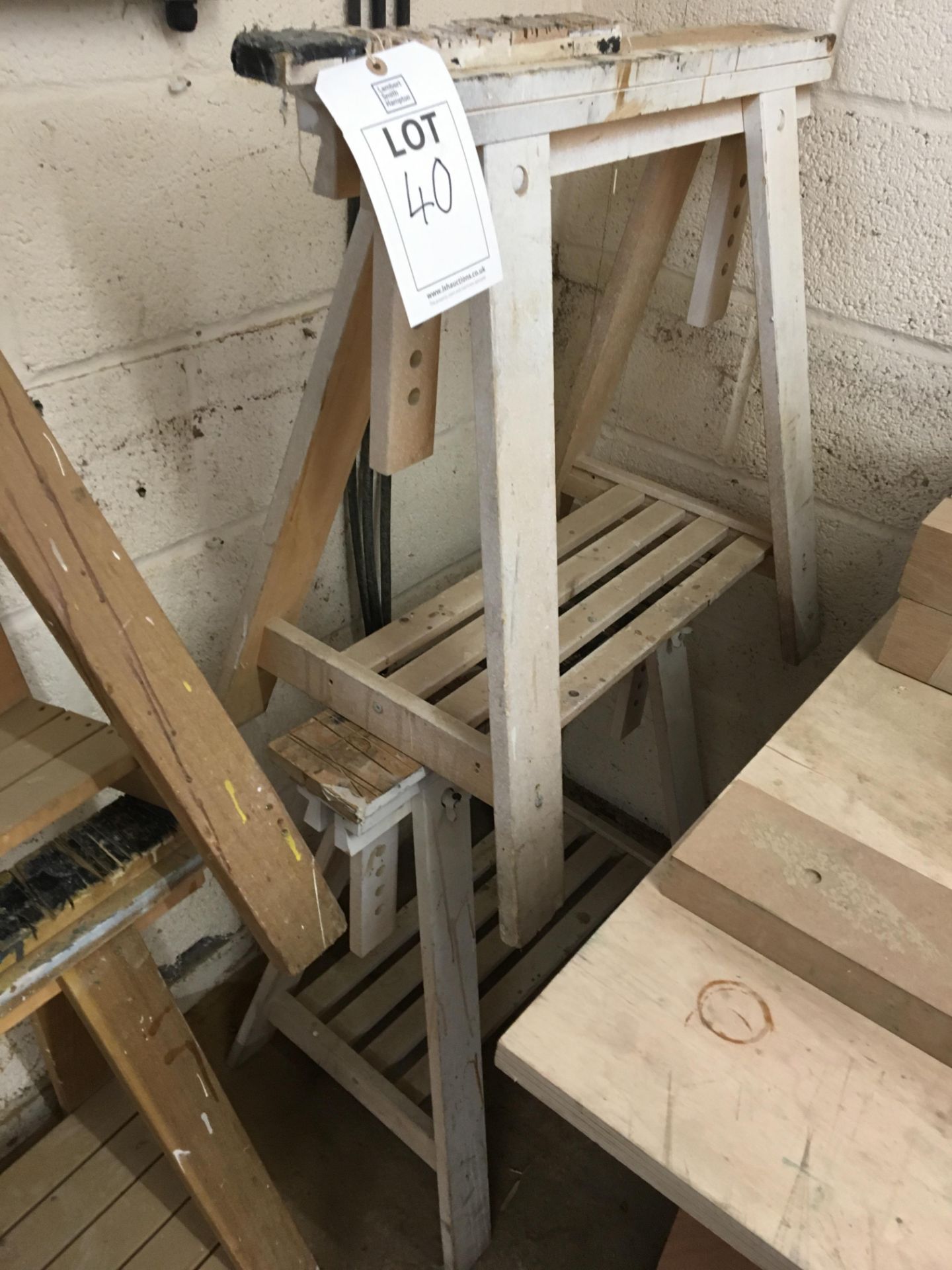 Four wooden trestles - Image 2 of 2