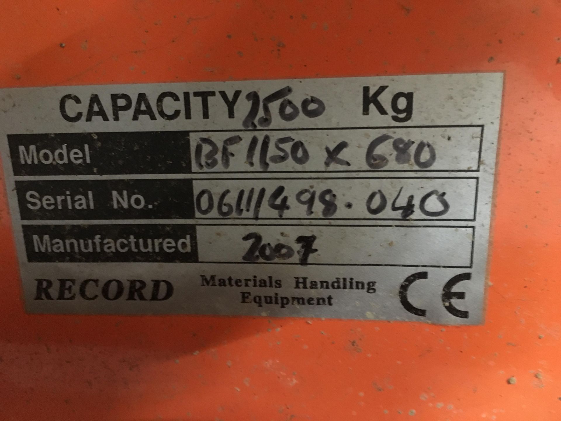 Record 2500 kg pallet truck, Year of manufacture: 2007 - Image 3 of 3