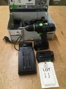 Festool T18+3 cordless drill with two batteries and battery charger