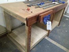 Two wooden benches with Record vice (contents not included)
