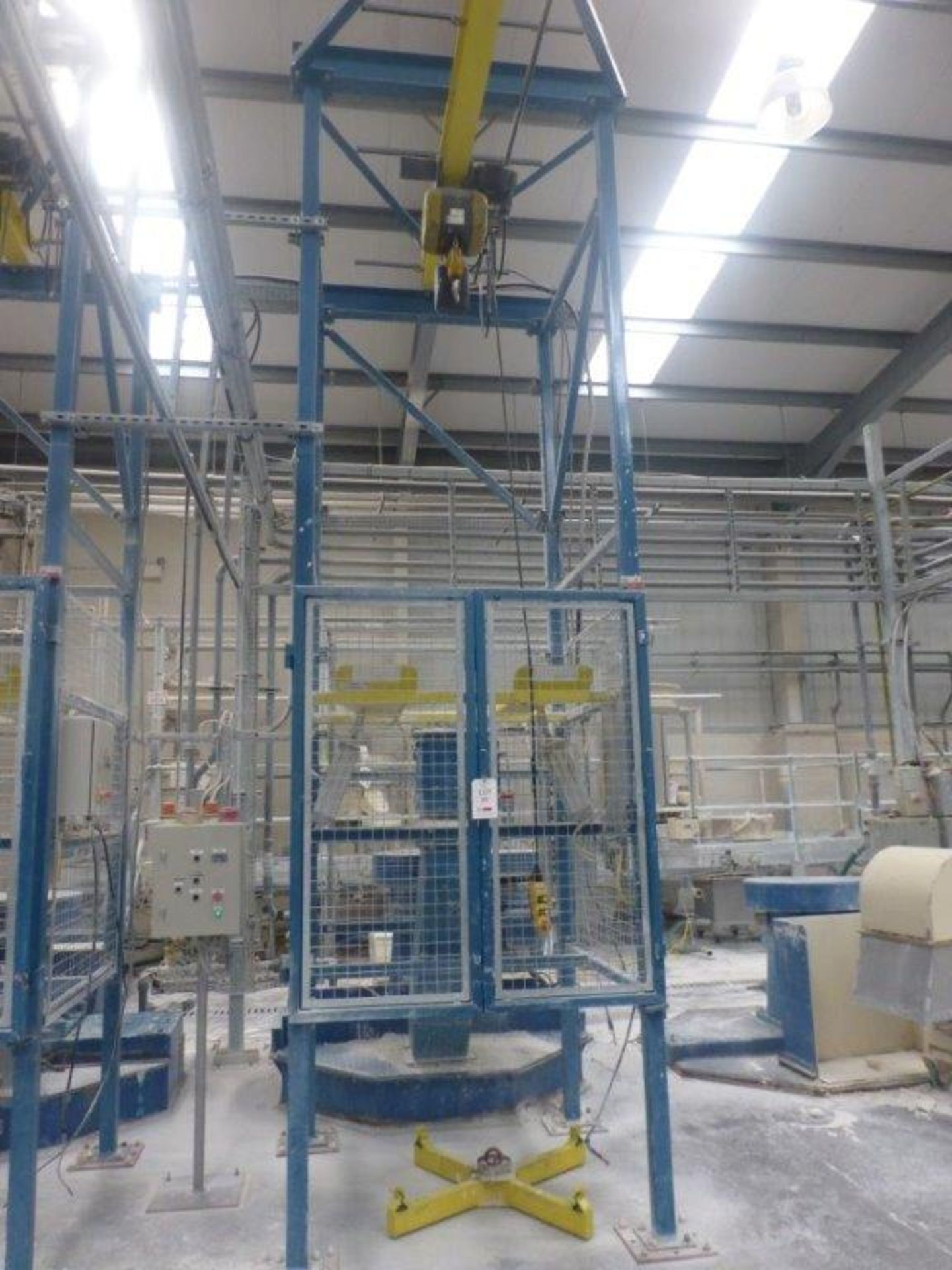 Steel fabricated 1250kg bulk bag empty station with GIS 1250kg pendant controlled electric chain