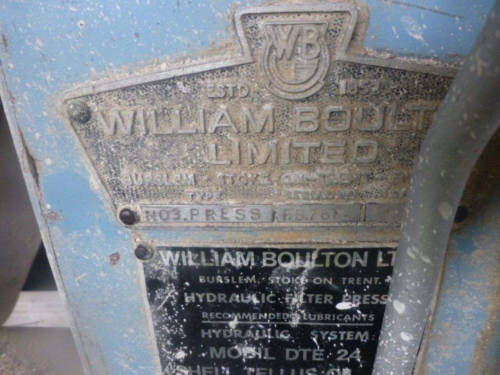 William Boulton Type No 3 filter press, serial No FS-7684 (1974), Plant No SHP VIT PRESS 2 overall - Image 3 of 5