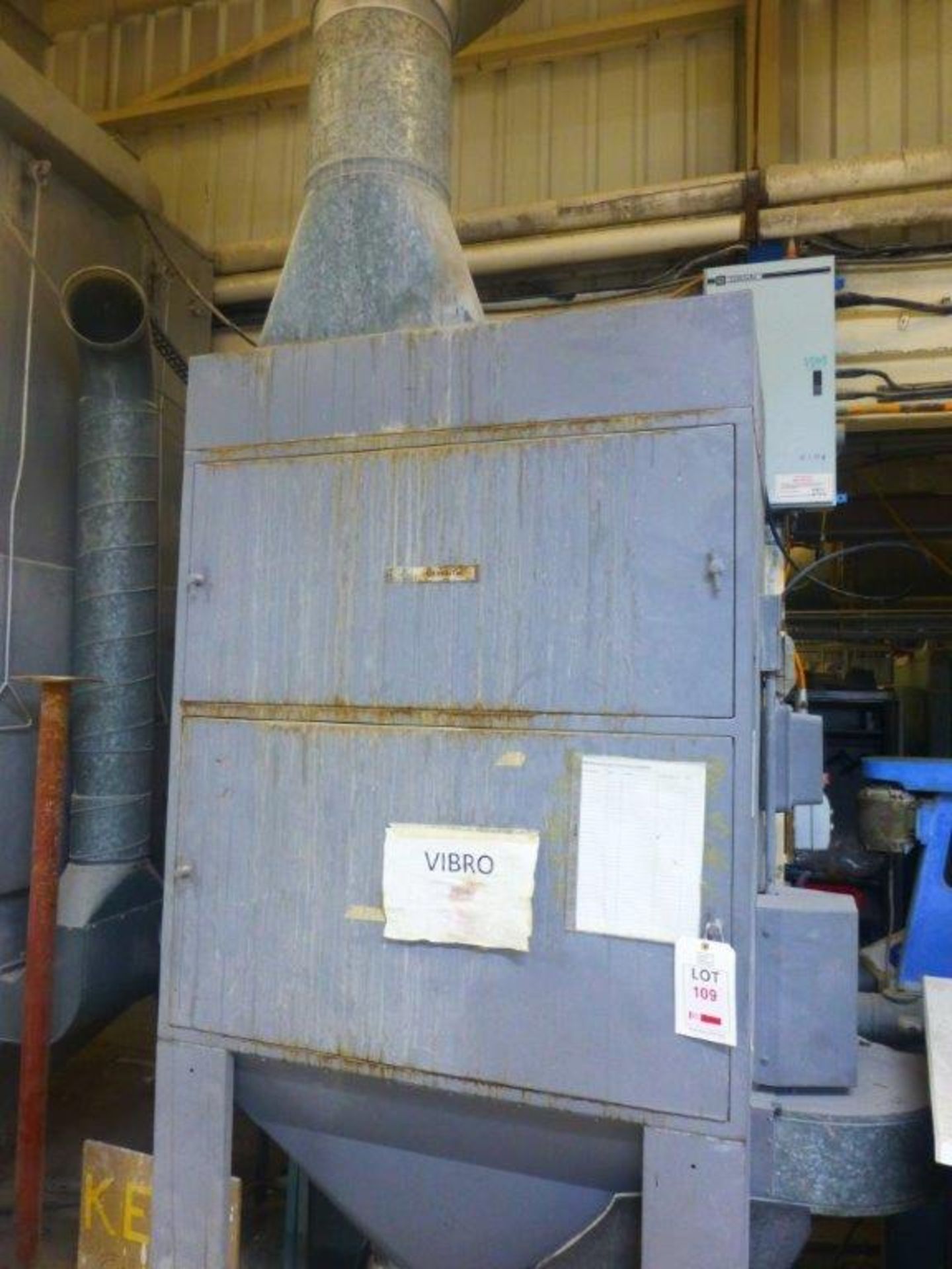 DCE Unimaster UNA252-SS dust collection unit, serial No 314878 with ducting to roof