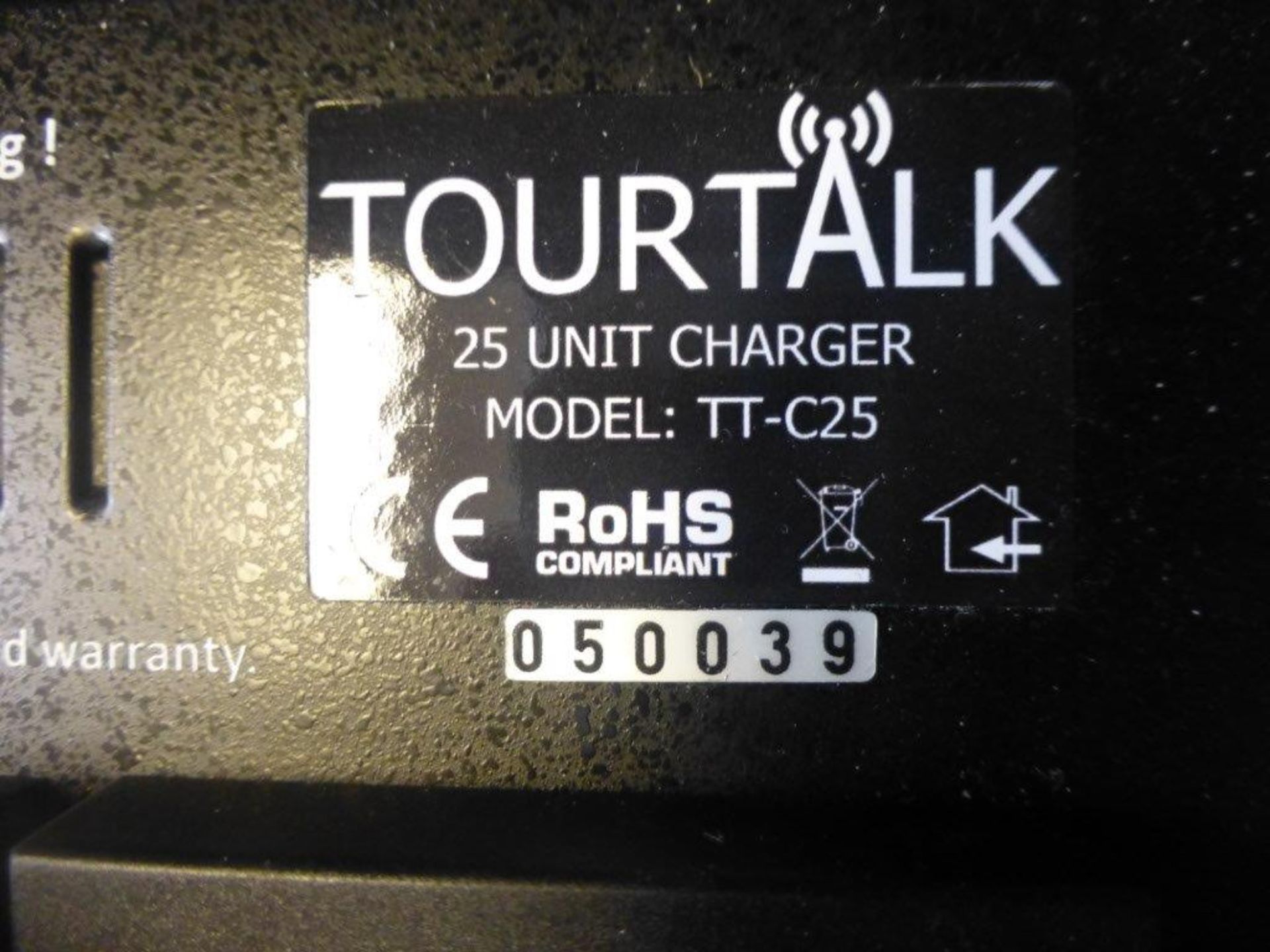Tourtalk TT-C25 25 station charger, serial No 50039 22 hand held 2-way radios with quantity of - Image 2 of 3