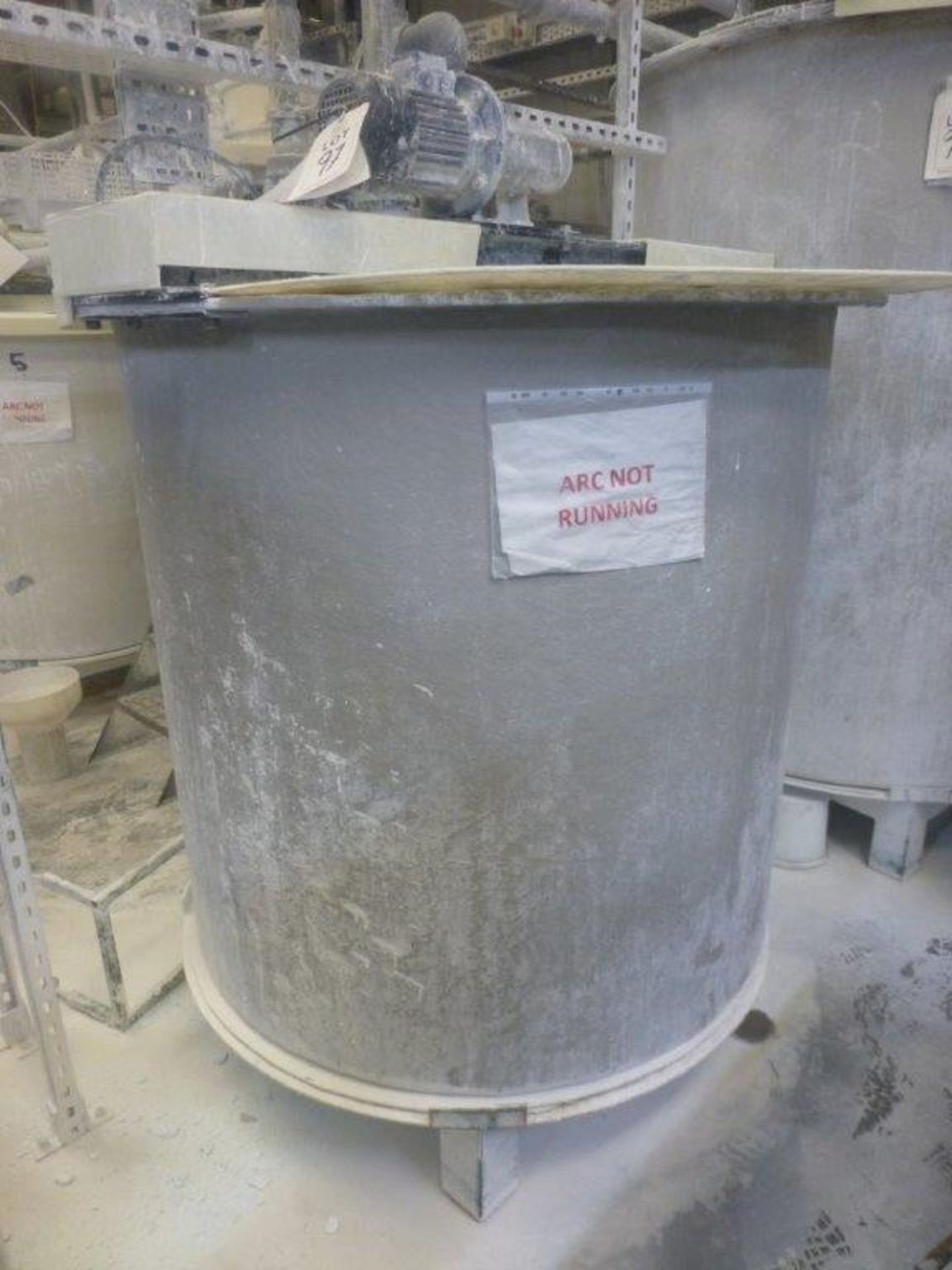 Small Machine Best Glaze Mixing comprising 1600mm dia x 1800mm high GRP mixing tank with motorised - Image 3 of 5