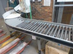 3.8m x 600mm 45 degree powered roller conveyor and 4.8m x 700mm gravity fed roller conveyor