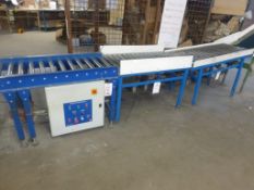 Barrington Engineering Services 1450mm x 500mm powered roller conveyor with control unit, 1500mm x