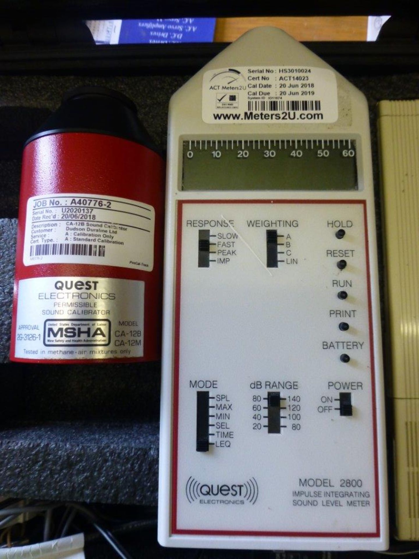 Quest Electronics model 2800 impulse integrating sound level meter s/n HS3010024 with Quest model - Image 2 of 2