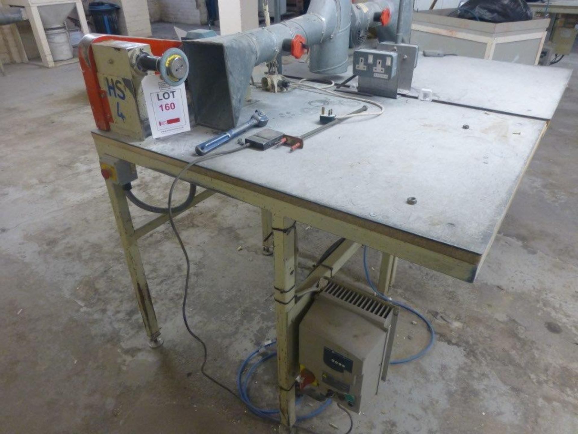 Co-Bam single ended bench mounted cutter Plant No GWHS3 with 800mm x 110mm x 950mm steel framed - Image 2 of 4