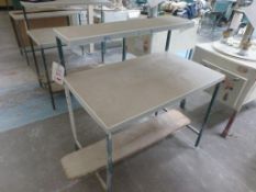 5 steel fabricated 2 tier sponging worktables, 1080mm x 650mm x 1180mm