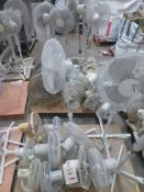 30 assorted desk and pedestal fans on three pallets